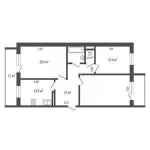 3-к квартира, вторичка, 77м2, 1/17 этаж