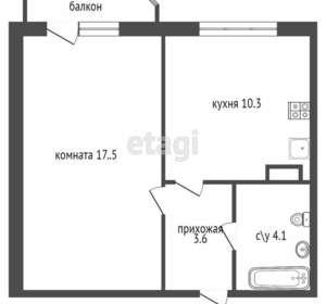 1-к квартира, вторичка, 41м2, 7/10 этаж