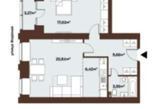Студия квартира, сданный дом, 60м2, 2/8 этаж
