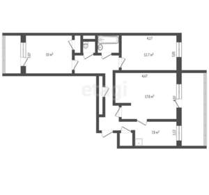 3-к квартира, вторичка, 65м2, 5/9 этаж
