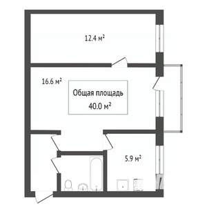 2-к квартира, вторичка, 40м2, 3/3 этаж