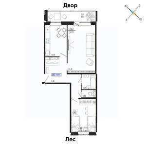 2-к квартира, вторичка, 63м2, 11/17 этаж