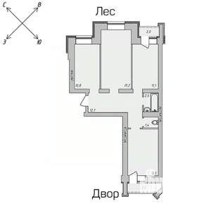3-к квартира, строящийся дом, 70м2, 5/9 этаж