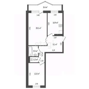 2-к квартира, вторичка, 59м2, 5/10 этаж