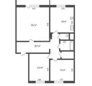 3-к квартира, вторичка, 64м2, 7/9 этаж