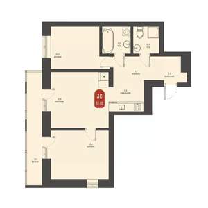 3-к квартира, строящийся дом, 62м2, 13/23 этаж