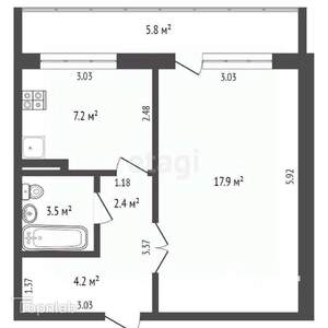 1-к квартира, вторичка, 35м2, 5/10 этаж