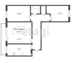 3-к квартира, вторичка, 67м2, 7/10 этаж