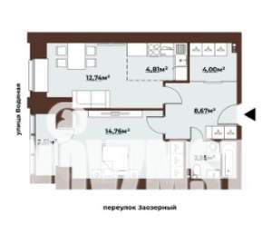 Студия квартира, сданный дом, 50м2, 3/8 этаж