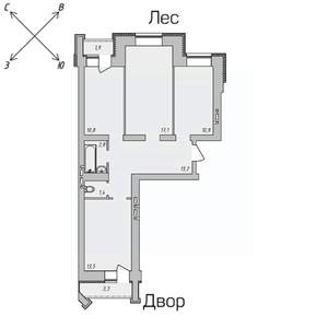 3-к квартира, строящийся дом, 71м2, 5/9 этаж