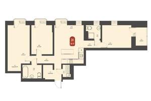 3-к квартира, строящийся дом, 82м2, 7/23 этаж