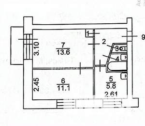 2-к квартира, вторичка, 38м2, 4/5 этаж