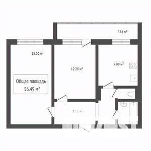 2-к квартира, вторичка, 52м2, 10/17 этаж