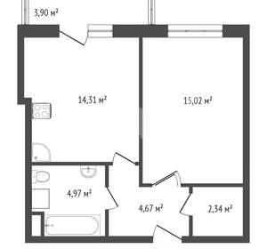 1-к квартира, вторичка, 46м2, 6/9 этаж