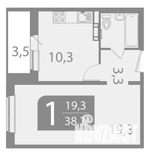 1-к квартира, вторичка, 36м2, 2/10 этаж