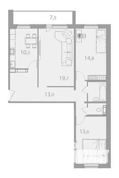 3-к квартира, вторичка, 80м2, 14/17 этаж