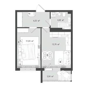 2-к квартира, строящийся дом, 40м2, 15/16 этаж