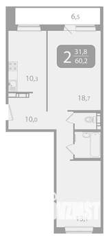 2-к квартира, вторичка, 64м2, 7/10 этаж