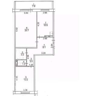 2-к квартира, вторичка, 60м2, 8/10 этаж