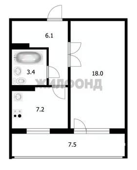 1-к квартира, вторичка, 35м2, 4/17 этаж