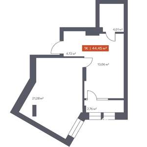 1-к квартира, вторичка, 44м2, 4/30 этаж