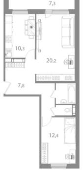 2-к квартира, вторичка, 63м2, 1/17 этаж