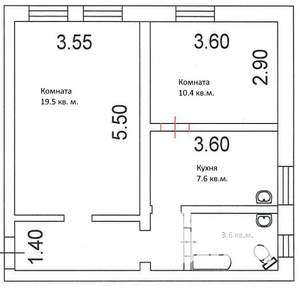 2-к квартира, вторичка, 48м2, 3/3 этаж