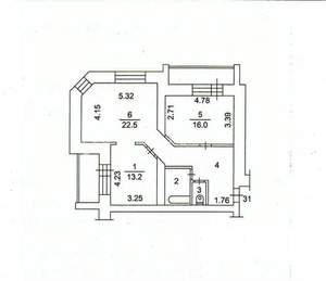2-к квартира, вторичка, 71м2, 4/6 этаж