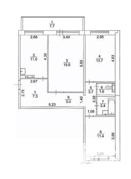 3-к квартира, вторичка, 77м2, 8/10 этаж