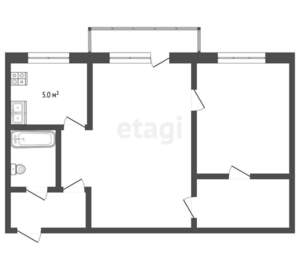 2-к квартира, вторичка, 44м2, 4/5 этаж