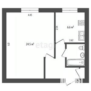 1-к квартира, вторичка, 42м2, 1/9 этаж