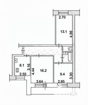 3-к квартира, вторичка, 62м2, 5/9 этаж