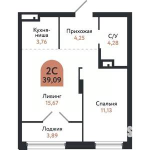 2-к квартира, вторичка, 39м2, 14/26 этаж