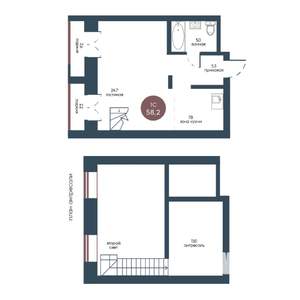 Студия квартира, вторичка, 58м2, 1/7 этаж