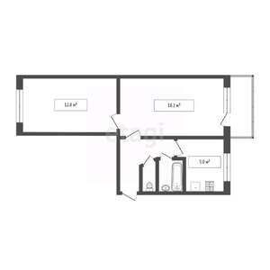 2-к квартира, вторичка, 46м2, 4/5 этаж
