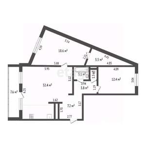 3-к квартира, вторичка, 84м2, 12/15 этаж