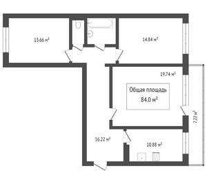 3-к квартира, вторичка, 64м2, 4/17 этаж
