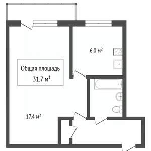 1-к квартира, вторичка, 31м2, 3/5 этаж
