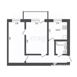 2-к квартира, вторичка, 43м2, 3/5 этаж