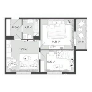 3-к квартира, строящийся дом, 53м2, 6/16 этаж