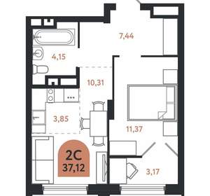 2-к квартира, вторичка, 37м2, 17/26 этаж