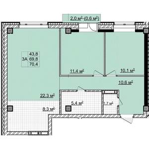 3-к квартира, строящийся дом, 70м2, 4/18 этаж