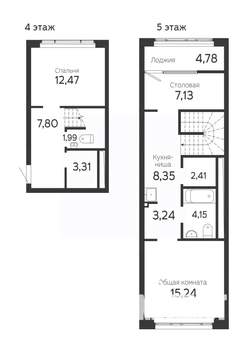 2-к квартира, вторичка, 72м2, 4/22 этаж