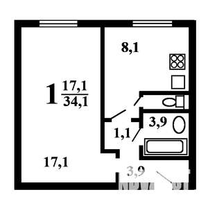 1-к квартира, вторичка, 34м2, 1/9 этаж