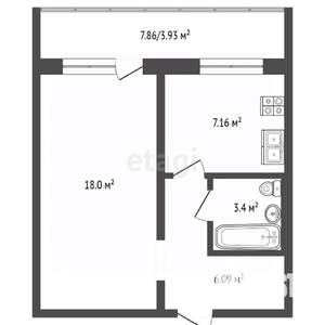 1-к квартира, вторичка, 35м2, 2/17 этаж