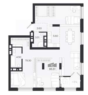 4-к квартира, вторичка, 96м2, 26/26 этаж