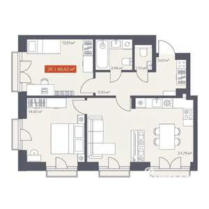 2-к квартира, вторичка, 67м2, 9/10 этаж