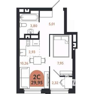 2-к квартира, вторичка, 30м2, 16/26 этаж