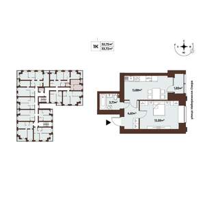 1-к квартира, строящийся дом, 34м2, 6/8 этаж