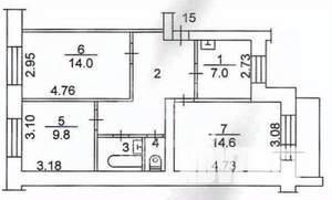 3-к квартира, вторичка, 59м2, 5/5 этаж